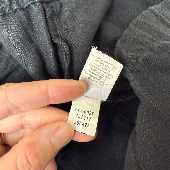 J. Jill Womens Black Linen Pants Pull On Elastic Waist Capri Size Small Petite - Picture 8 of 12